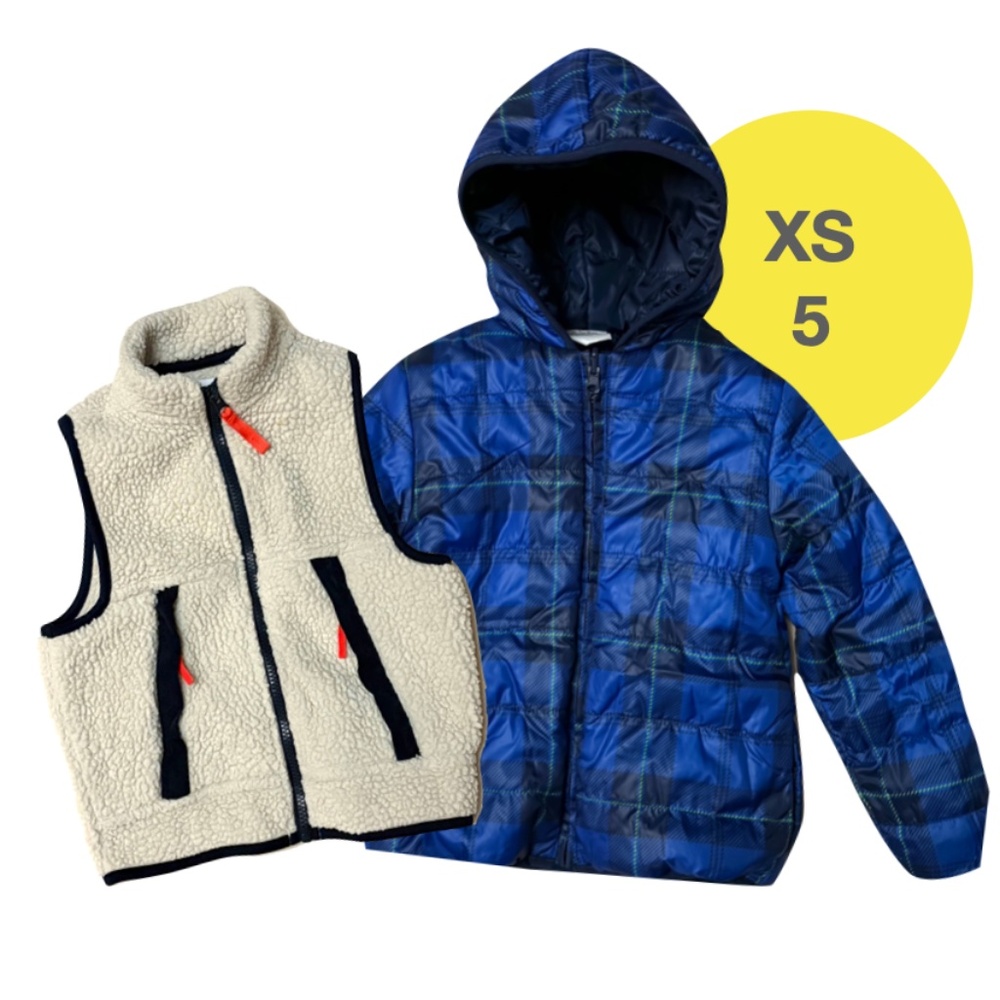 Old Navy kids fleece vest  + Epic Threads kids reversible puff jacket xs 5-6